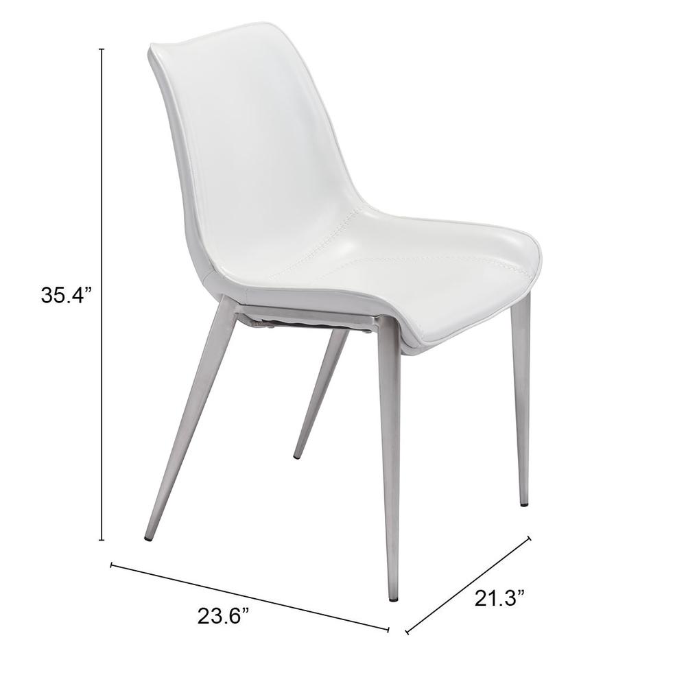 Magnus Dining Chair (Set of 2) White & Silver. Picture 10