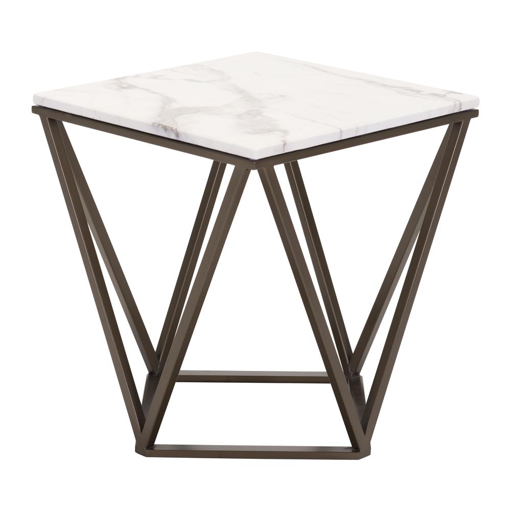 Tintern End Table White & Antique Bronze. Picture 3