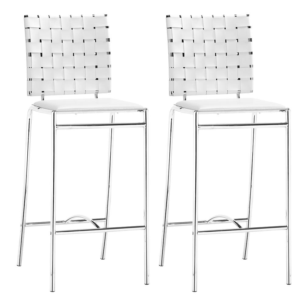 Criss Cross Counter Stool (Set of 2) White. Picture 1