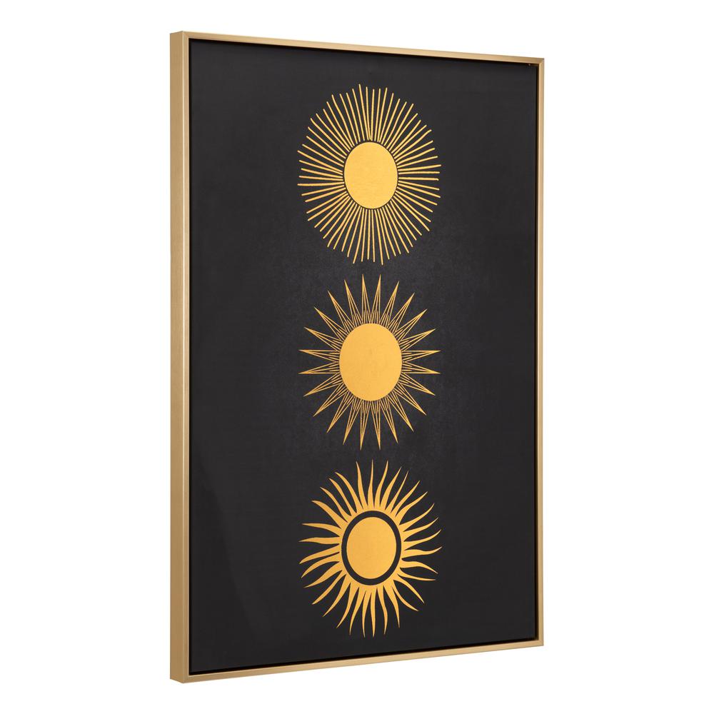 Three Suns Canvas Wall Art Gold & Black. Picture 1
