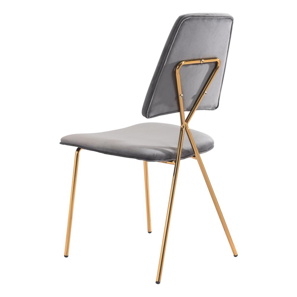 Chloe Dining Chair (Set of 2) Gray & Gold. Picture 6