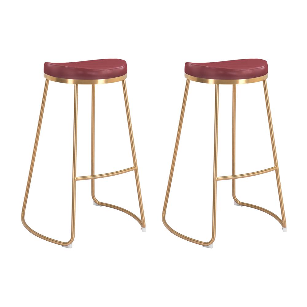 Bree Barstool (Set of 2) Burgundy & Gold. Picture 1