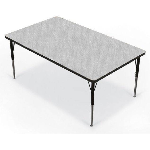 Activity Table - 36"X60" Rectangle - Gray Nebula Top Surface - Black Edgeband. Picture 1