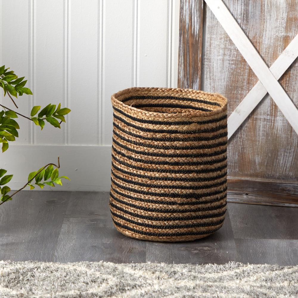 13.5in. Handmade Natural Jute Basket Planter. Picture 2