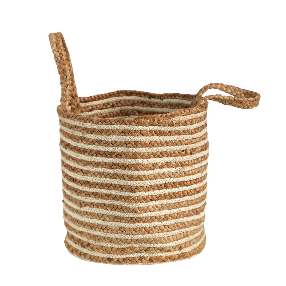 14in. Boho Chic Basket Planter Natural Cotton and Jute. Picture 1