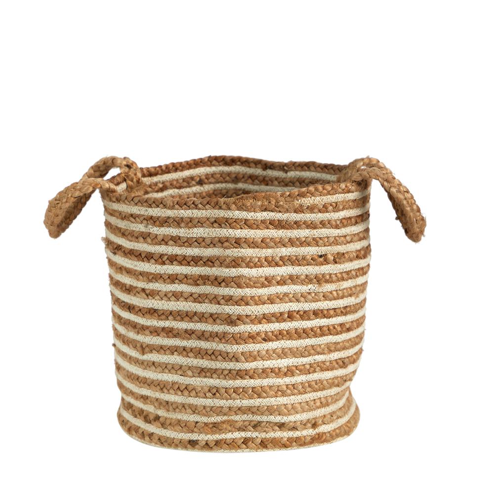 14in. Boho Chic Basket Planter Natural Cotton and Jute. Picture 3