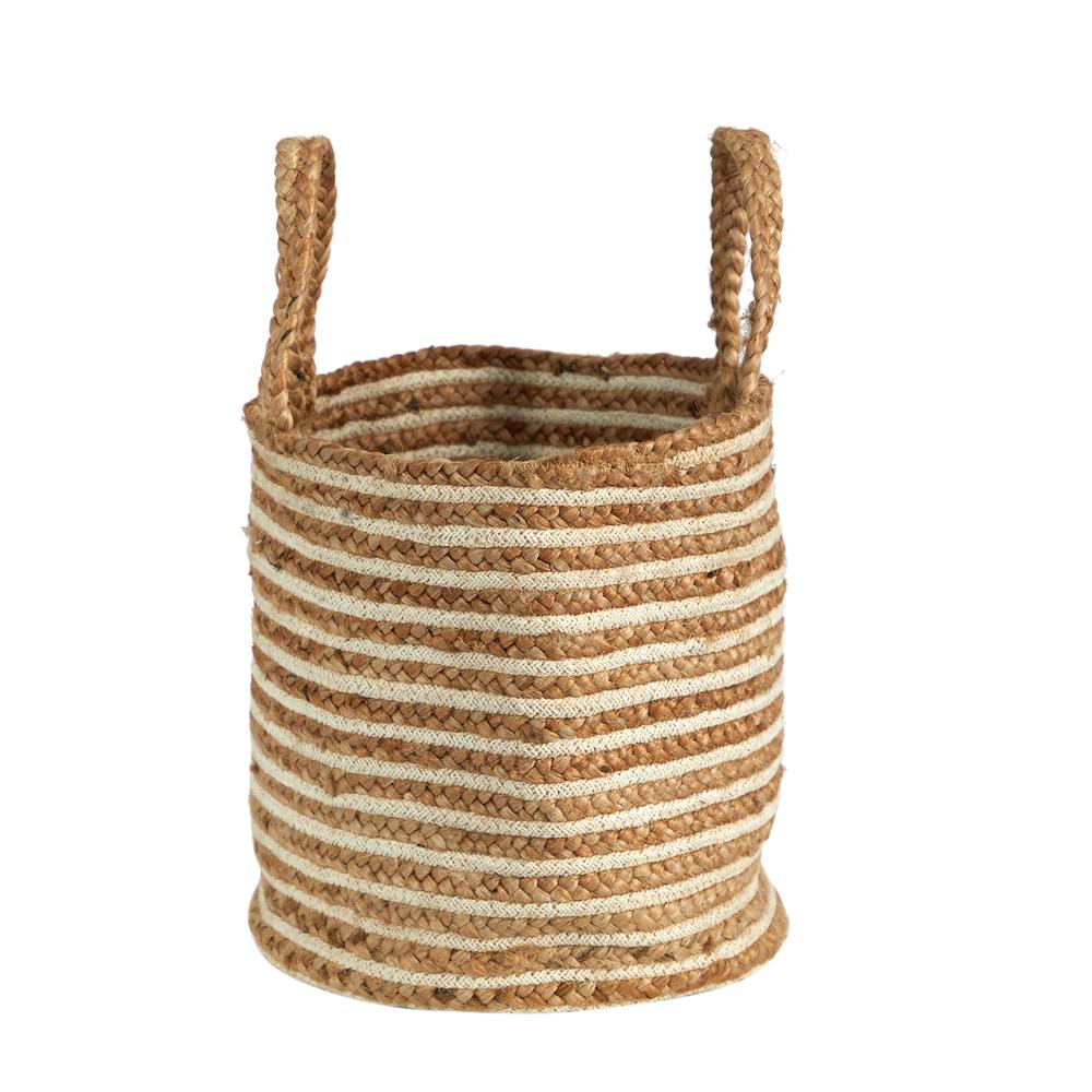 14in. Boho Chic Basket Planter Natural Cotton and Jute. Picture 4