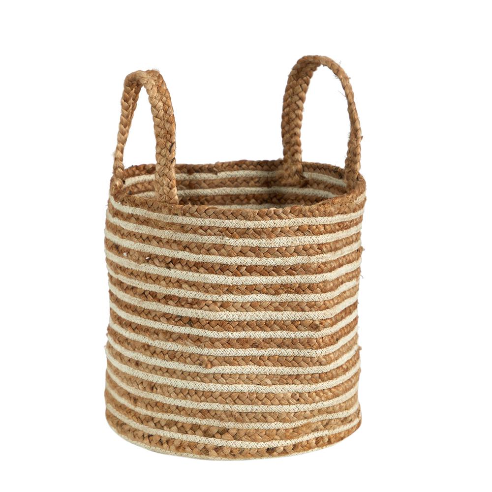 14in. Boho Chic Basket Planter Natural Cotton and Jute. Picture 5
