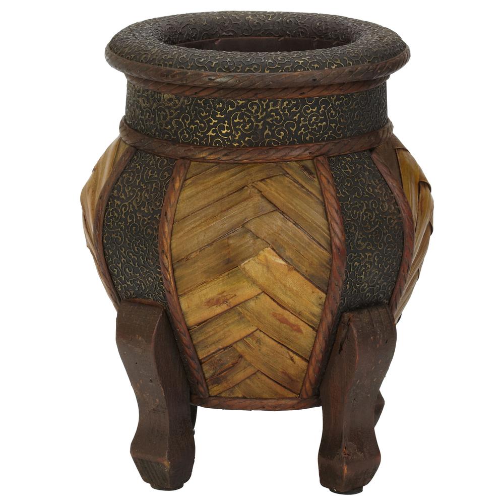 Decorative Rounded Wood Planters (Set of 2). Picture 3