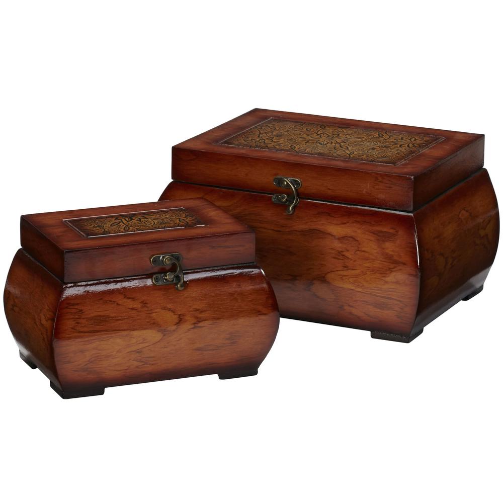 Decorative Lacquered Wood Chests (Set of 2). Picture 3