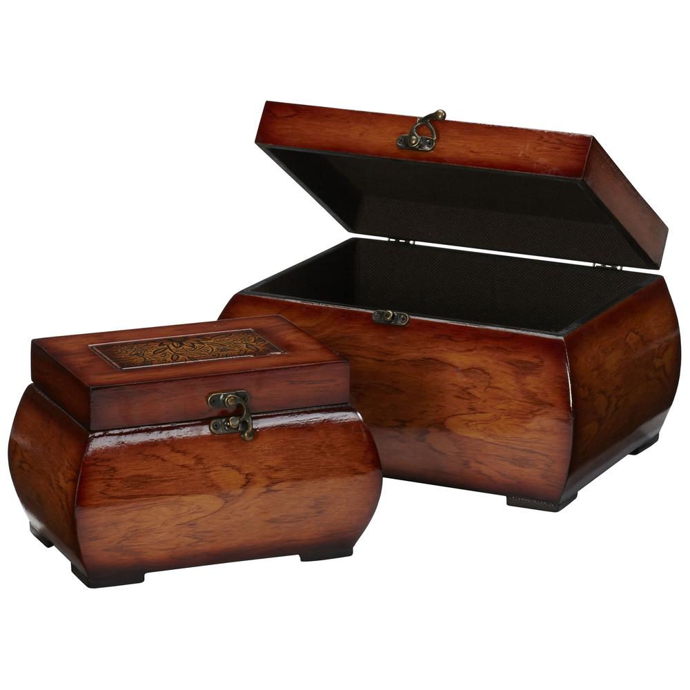 Decorative Lacquered Wood Chests (Set of 2). Picture 2