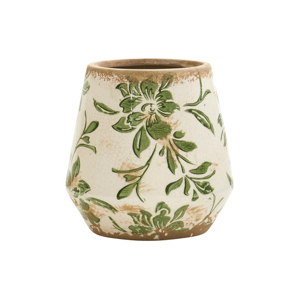 5.5in. Tuscan Ceramic Green Scroll Planter. Picture 1