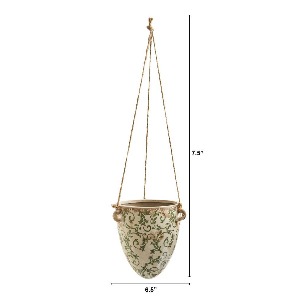 2ft. Tuscan Hanging Ceramic Scroll Planter. Picture 2