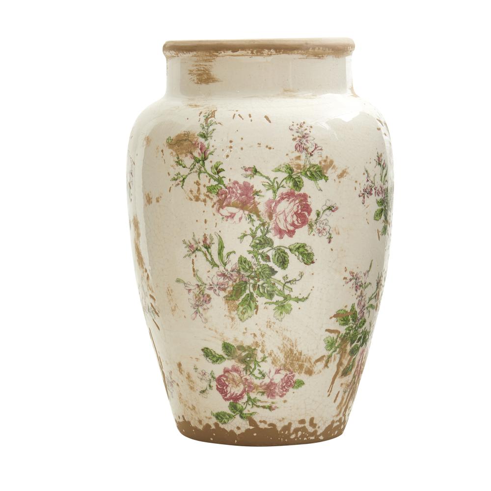 12.5in. Tuscan Ceramic Floral Print Vase. Picture 1