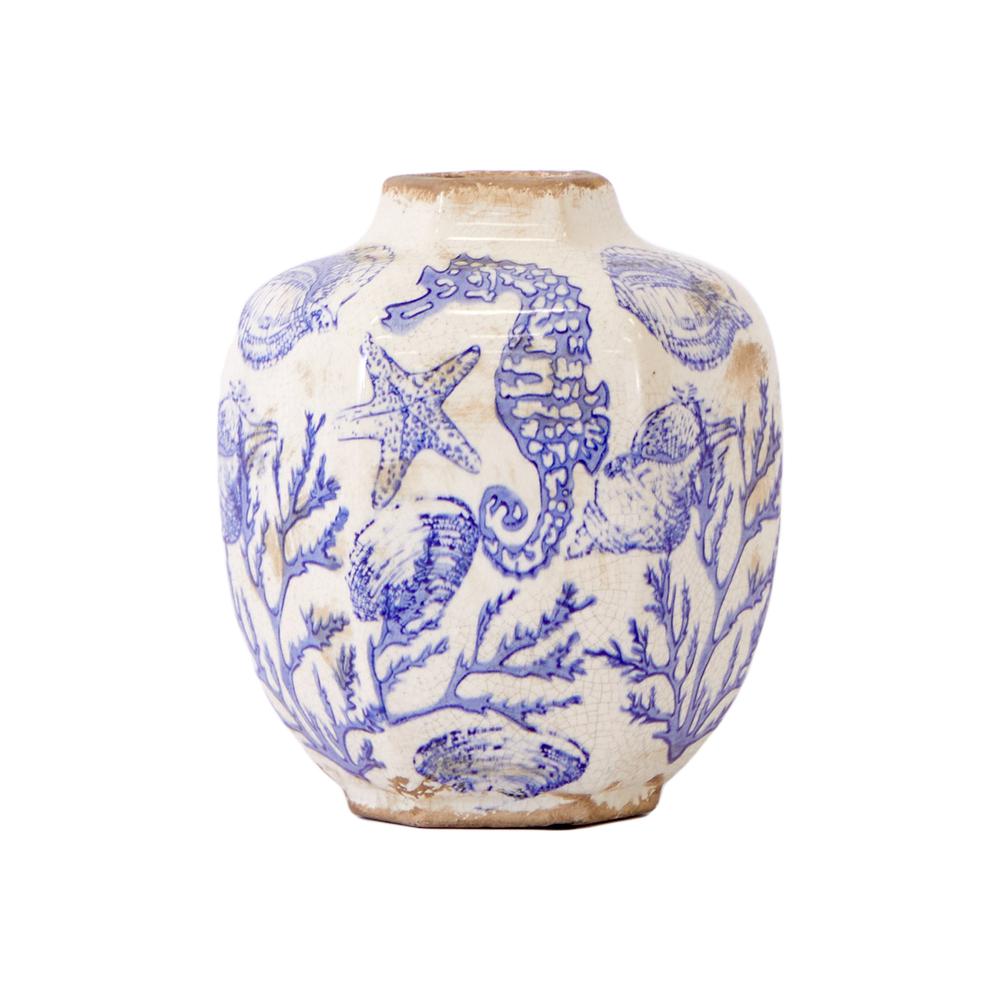 8.5in. Nautical Ceramic Decorative Vase. Picture 1