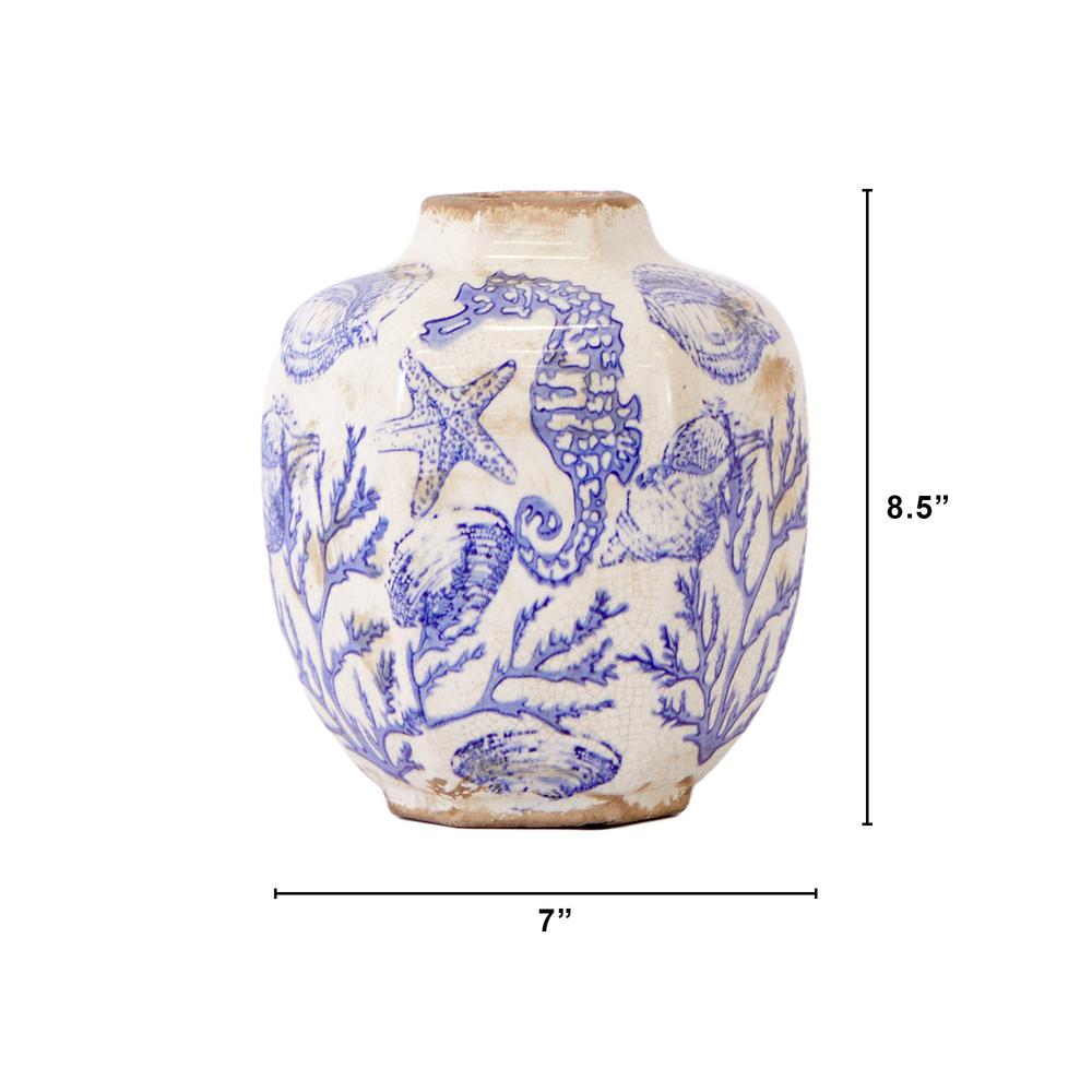 8.5in. Nautical Ceramic Decorative Vase. Picture 2