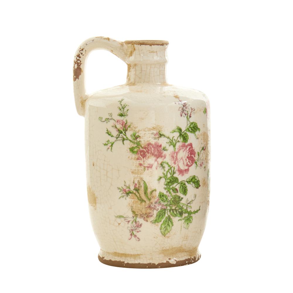 10in. Tuscan Ceramic Floral Print Pitcher. Picture 1