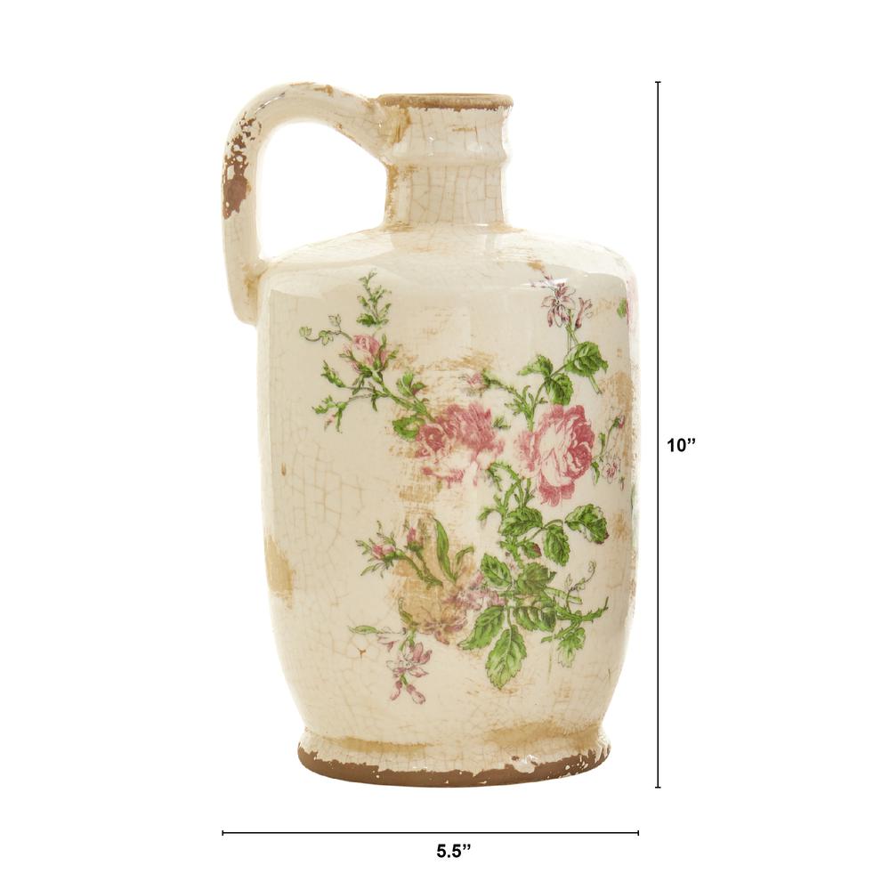 10in. Tuscan Ceramic Floral Print Pitcher. Picture 3
