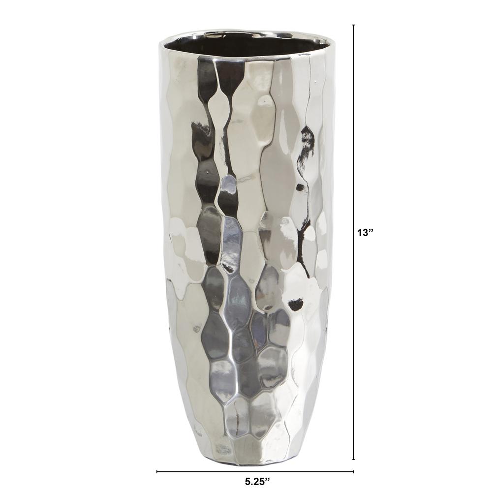 13in. Designer Silver Cylinder Vase. Picture 2