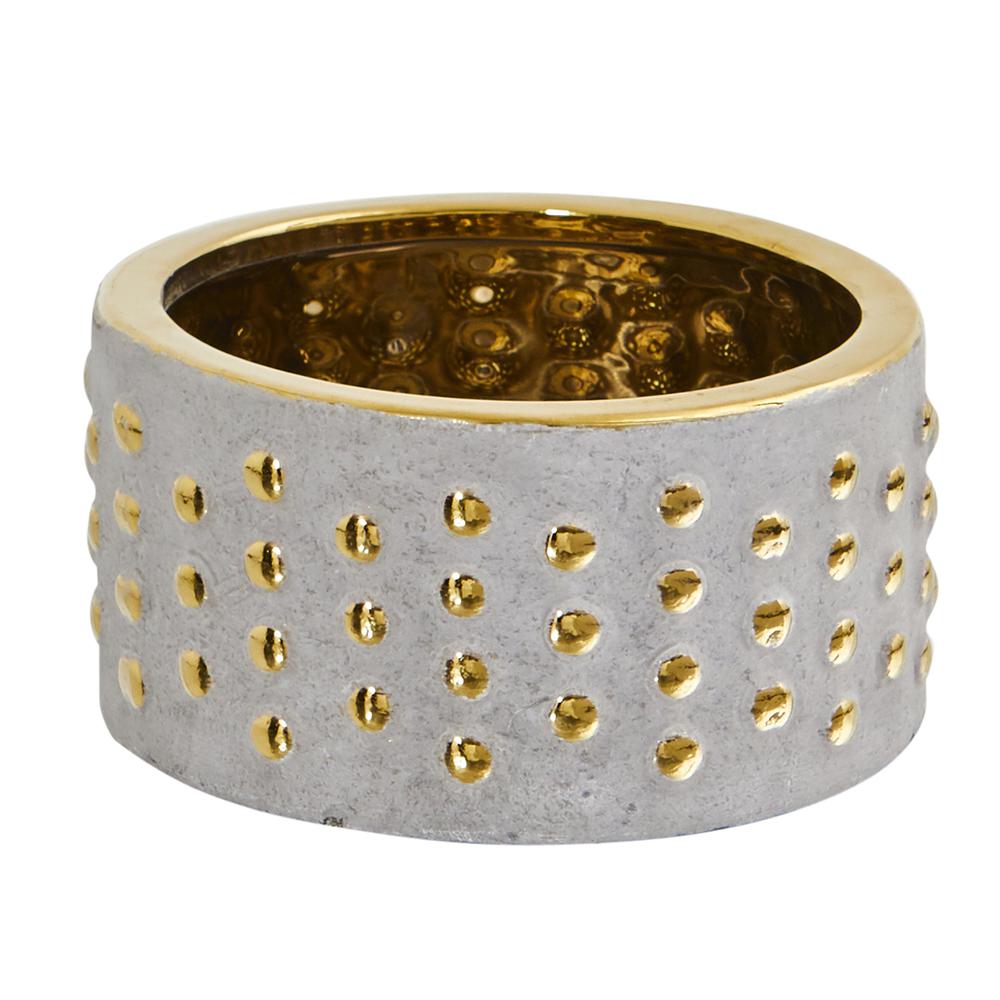 6.75in. Regal Stone Hobnail Planter with Gold Accents. Picture 1