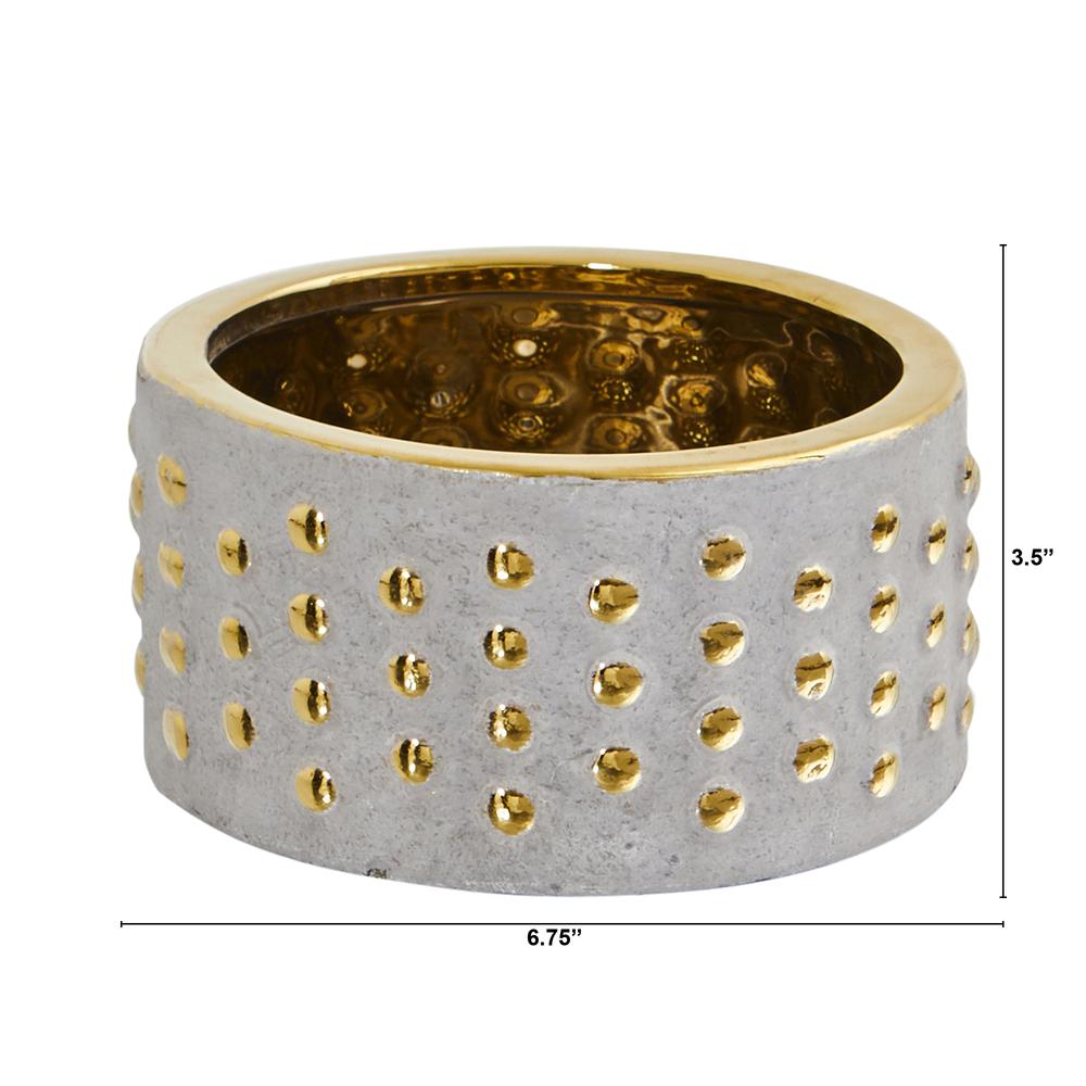 6.75in. Regal Stone Hobnail Planter with Gold Accents. Picture 2