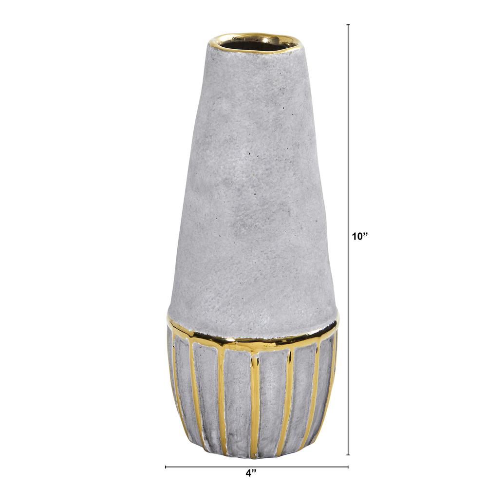 10in. Regal Stone Decorative Vase with Gold Accents. Picture 2