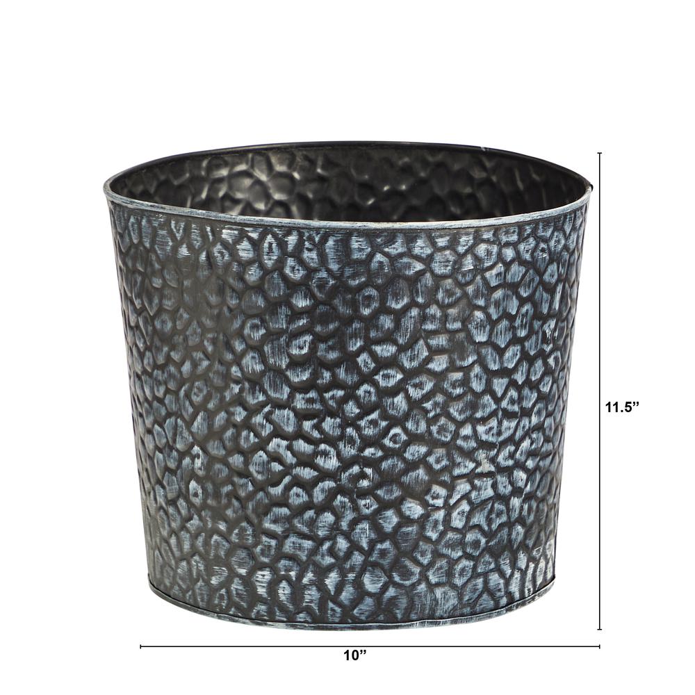 11.5in. Embossed Tin Bucket with Pebble Pattern. Picture 2