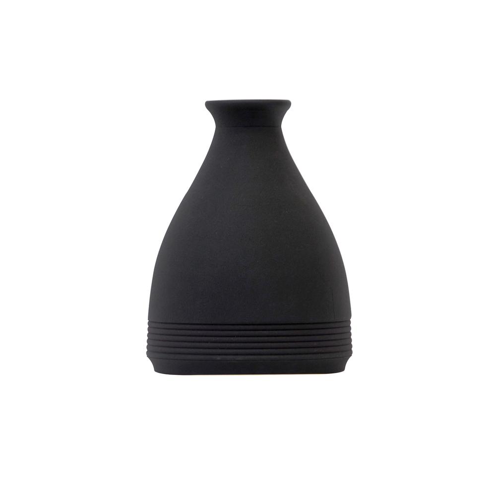 10in. Cone Stone Vase Black Matte. Picture 1