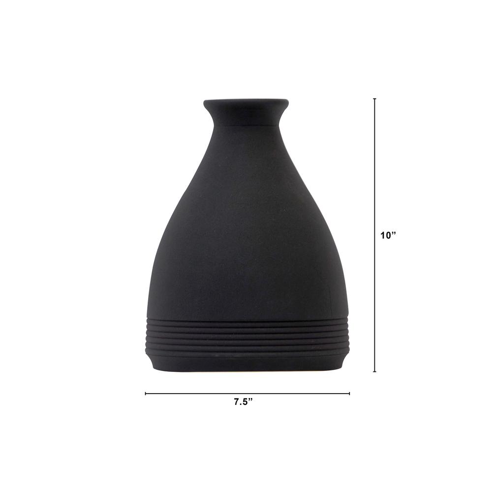10in. Cone Stone Vase Black Matte. Picture 2