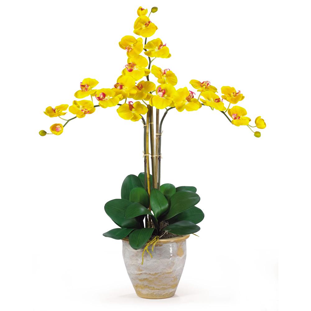 Triple Phalaenopsis Silk Orchid Flower Arrangement. Picture 1