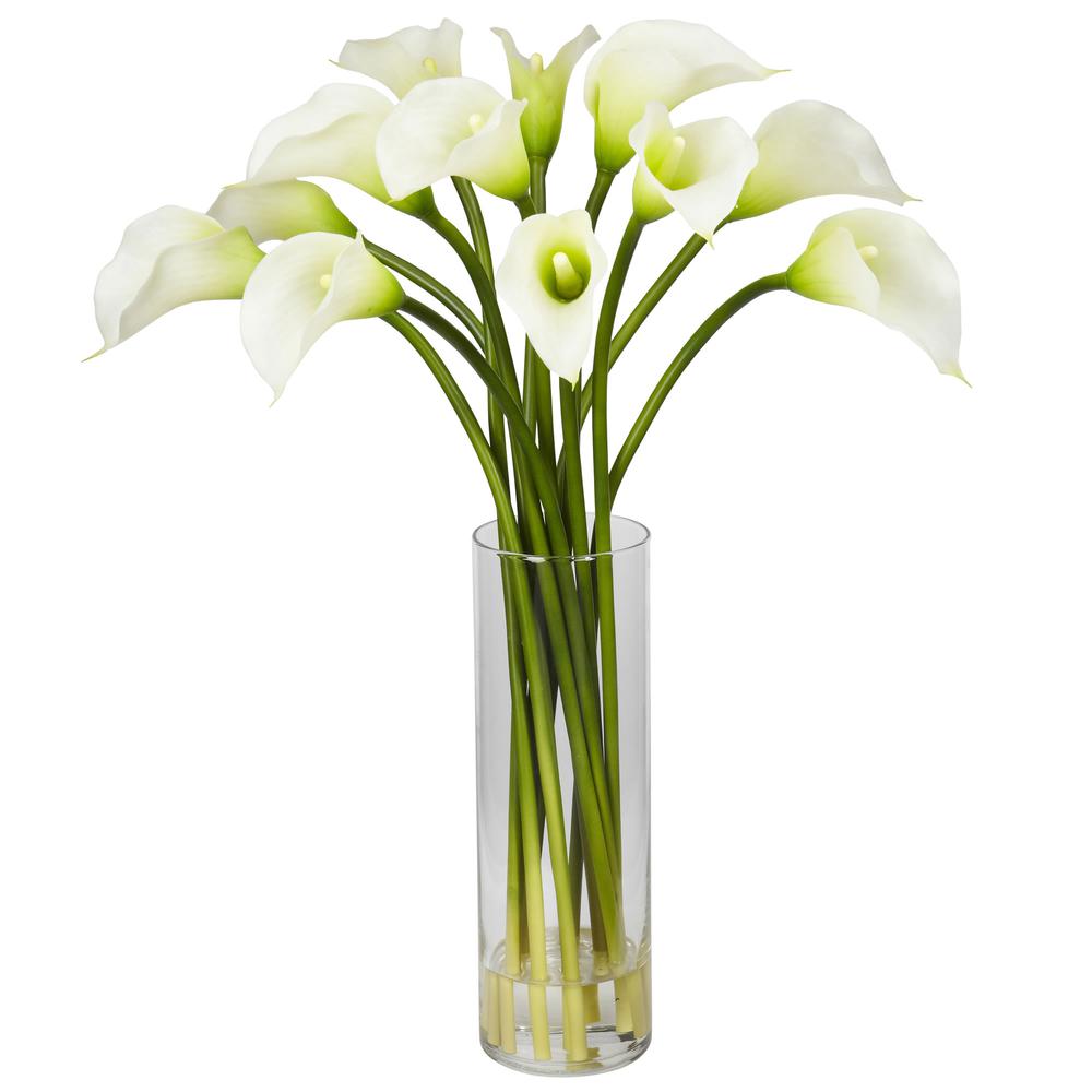 Mini Calla Lily Silk Flower Arrangement, Cream. Picture 1