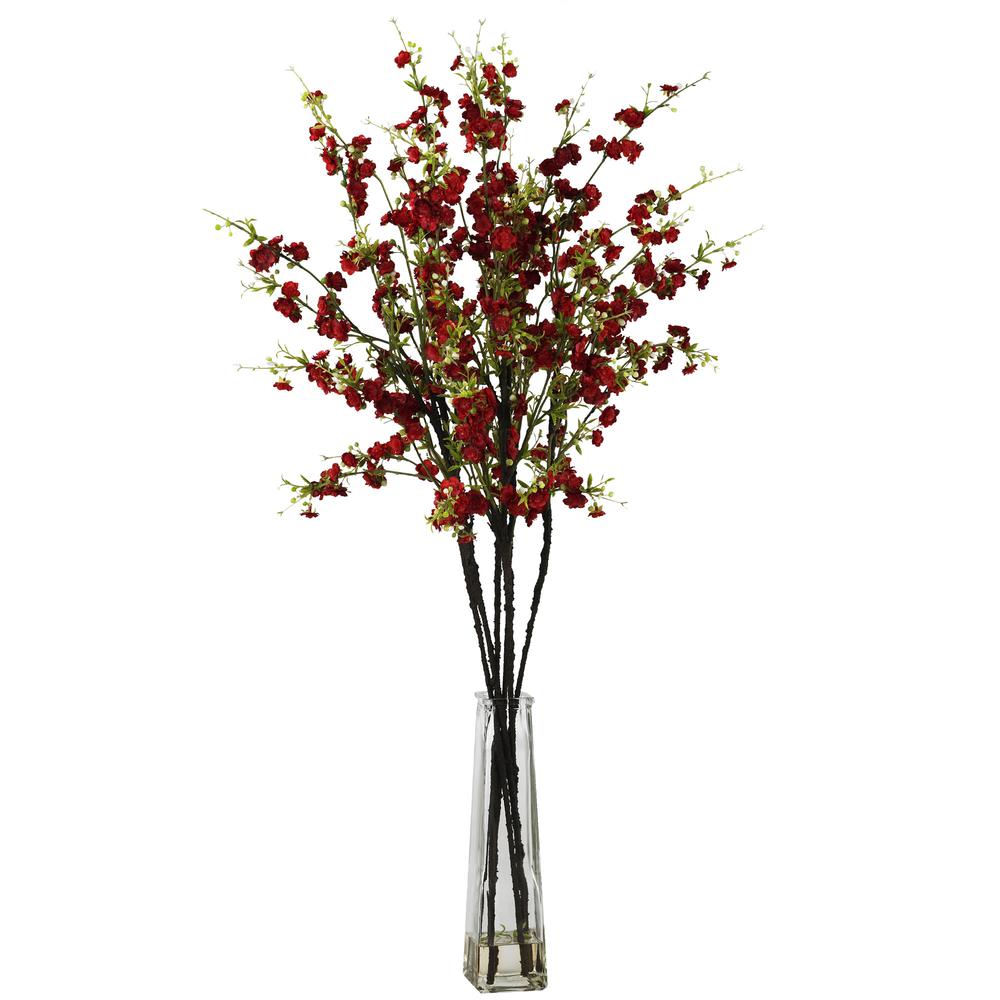 Cherry Blossoms with Vase Silk Flower Arrangement. Picture 1