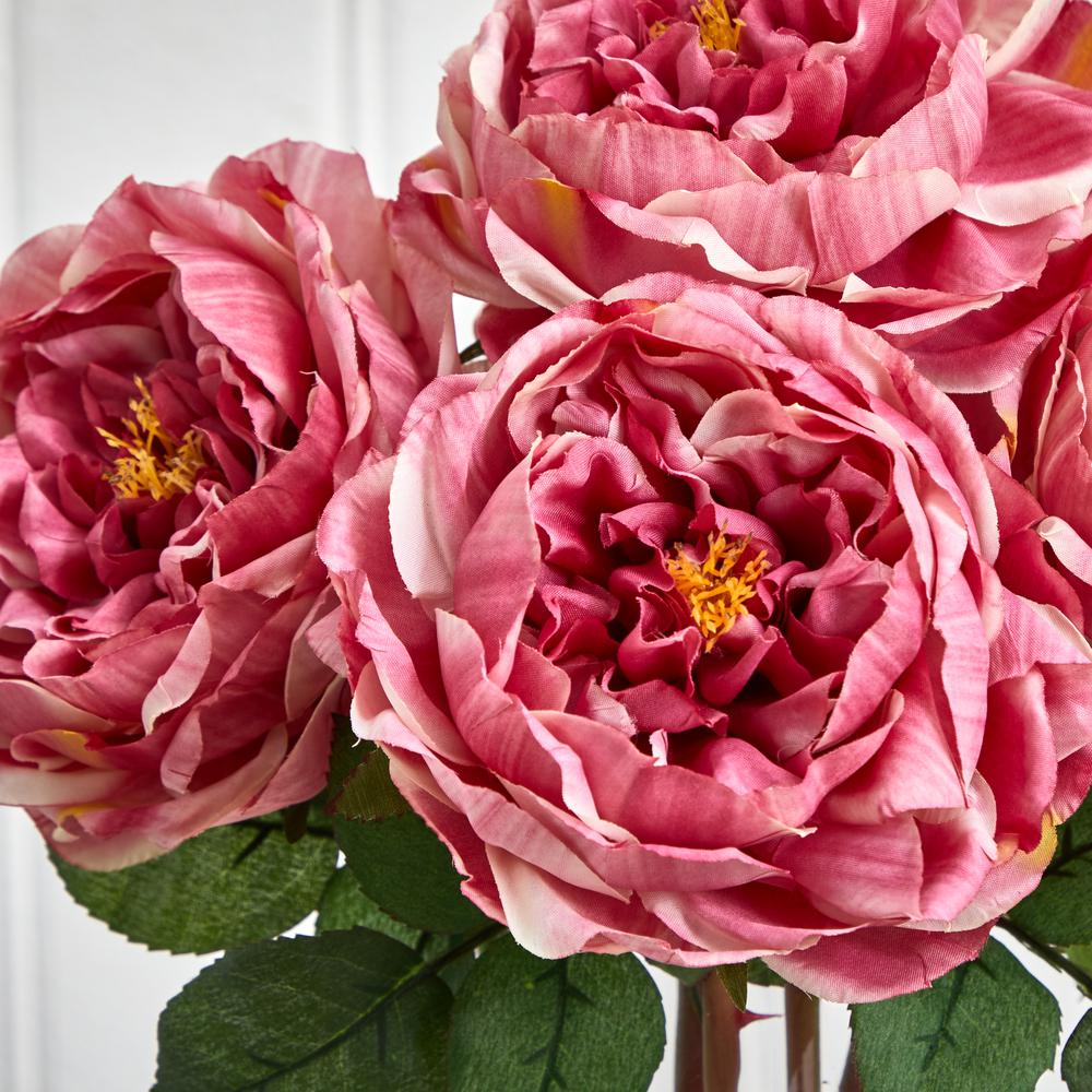 Fancy Rose with Cylinder Vase Silk Flower Arrangement, Pink. Picture 3