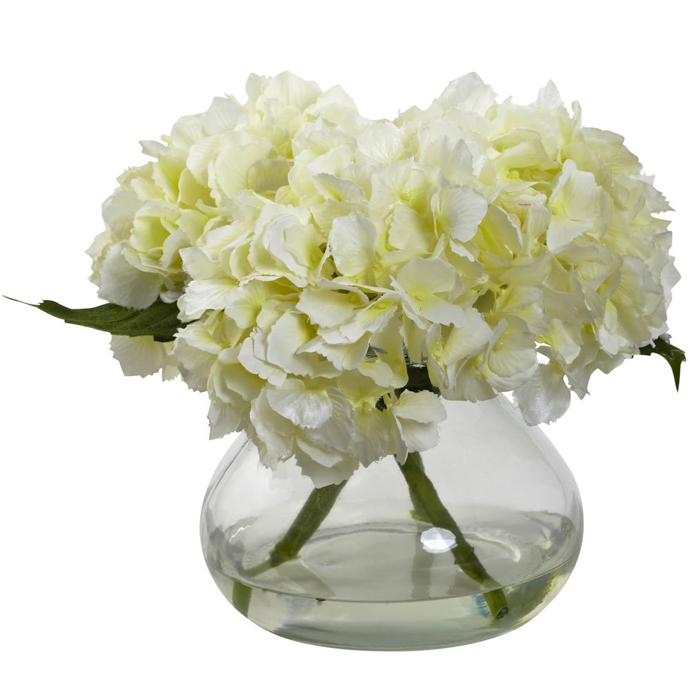 Blooming Hydrangea with Vase - Natural. Picture 1