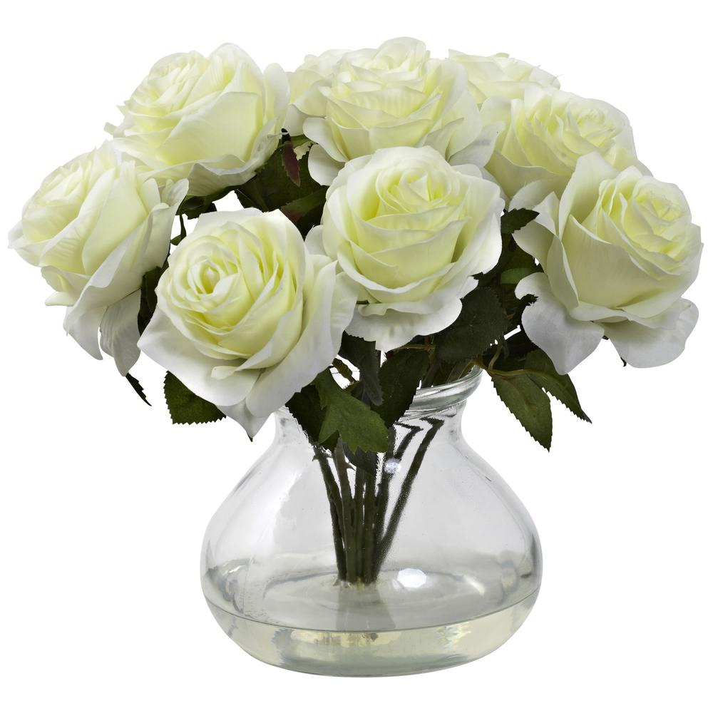 Rose Arrangement with Vase - White. Picture 1