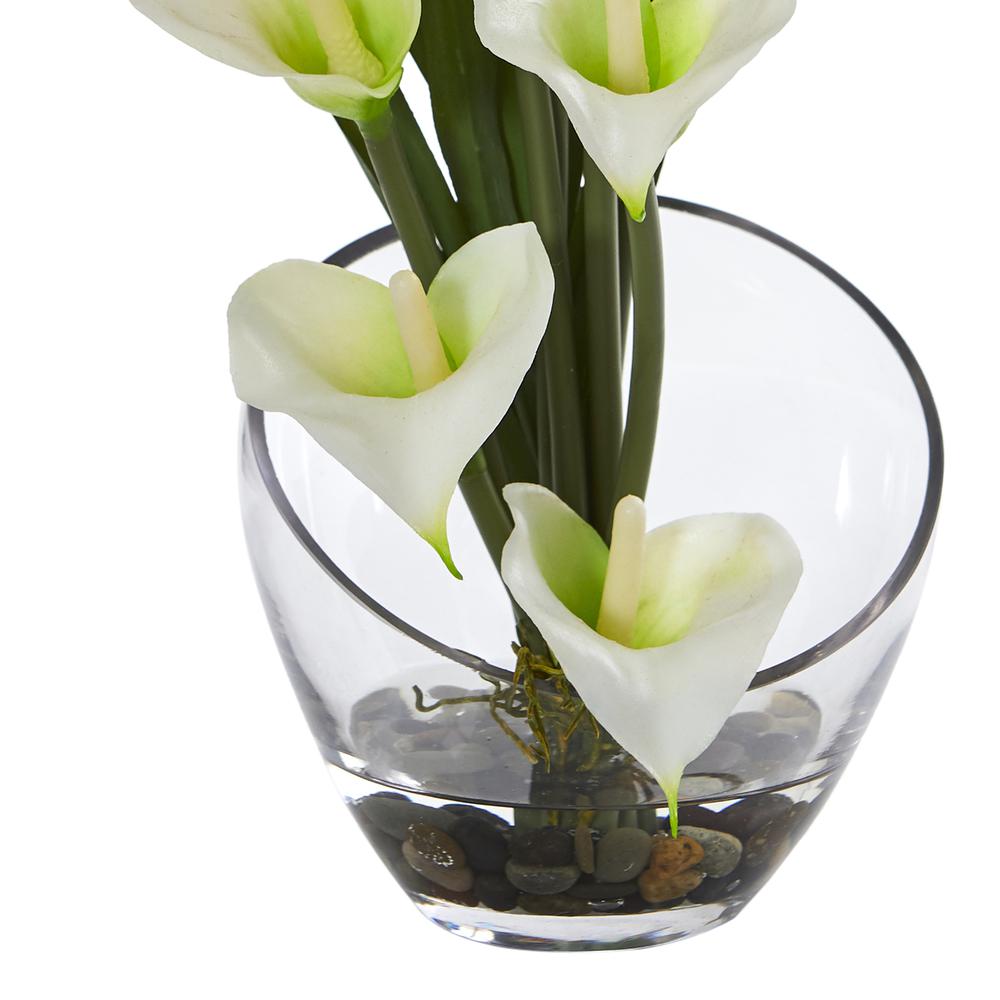15.5in. Calla Lily and Grass Artificial Arrangement in Vase, Cream. Picture 2