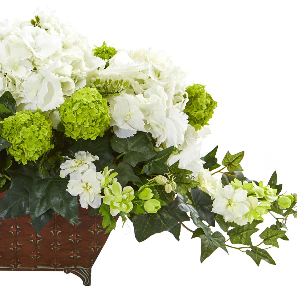 Hydrangea and Ivy Artificial Arrangement. Picture 2