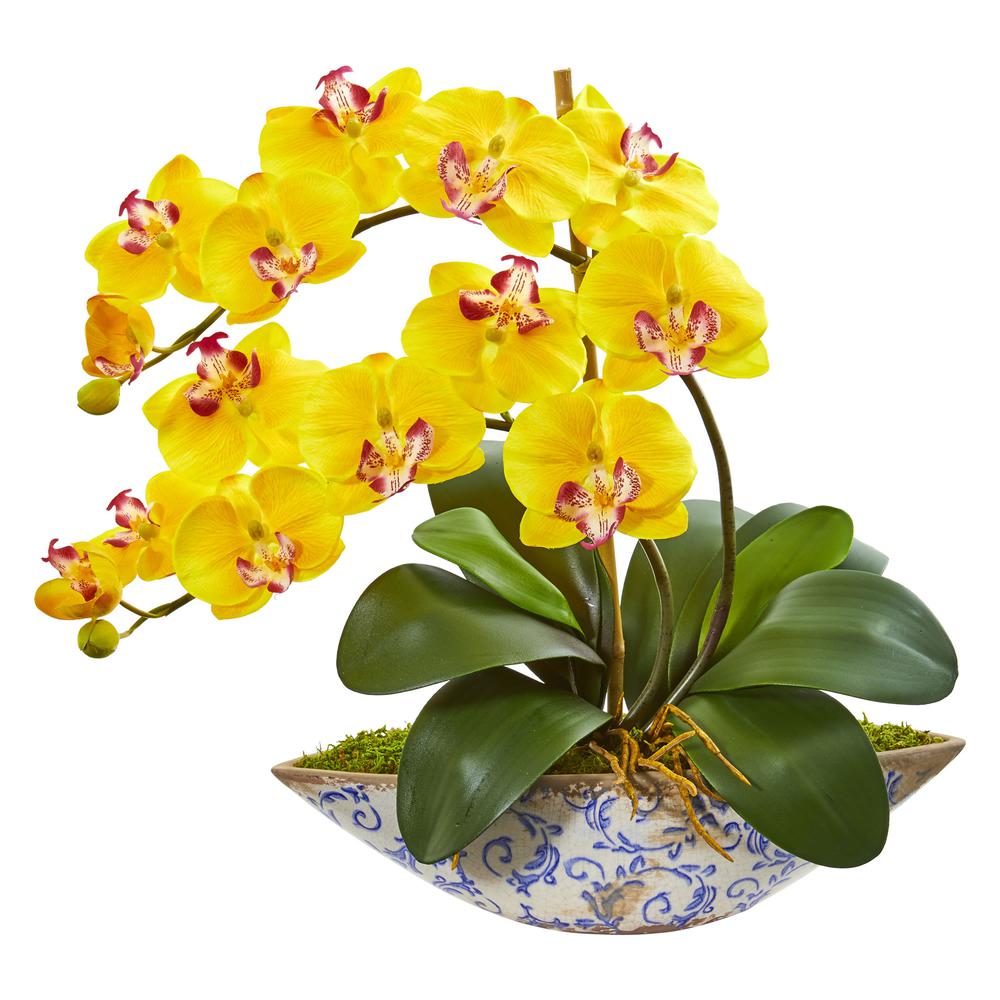 Phalaenopsis Orchid Artificial Arrangement in Vase. Picture 1