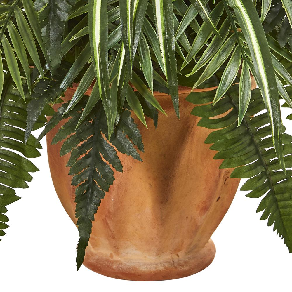 23in. Mixed Greens and Fern Artificial Plant in Terra Cotta Planter. Picture 2