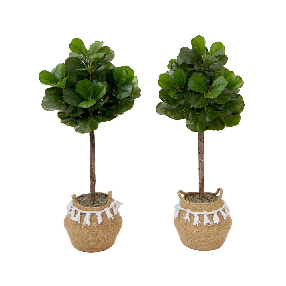 4ft. Artificial Fiddle Leaf Fig Tree with Handmade Jute (Set of 2). Picture 1