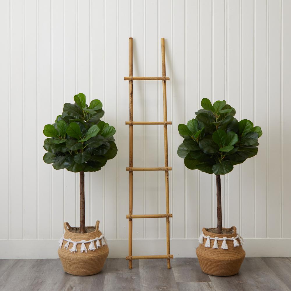 4ft. Artificial Fiddle Leaf Fig Tree with Handmade Jute (Set of 2). Picture 3
