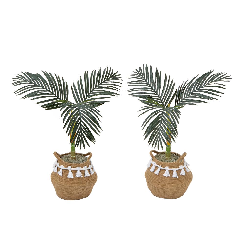 3ft. Artificial Golden Cane Palm Tree with Handmade Jute (Set of 2). Picture 1
