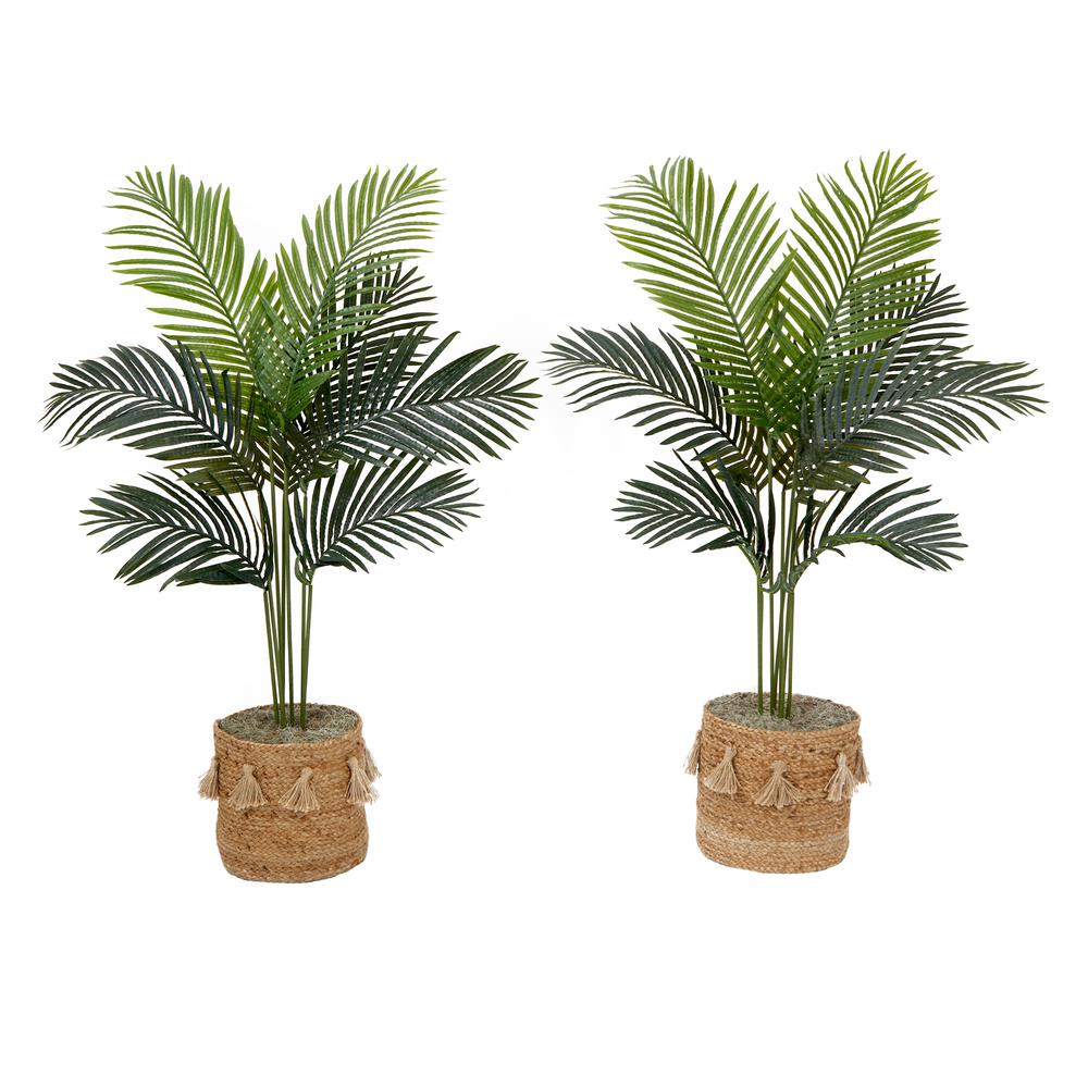 4ft. Artificial Paradise Palm Tree with Handmade Jute & Cotton Basket (Set of 2). Picture 4