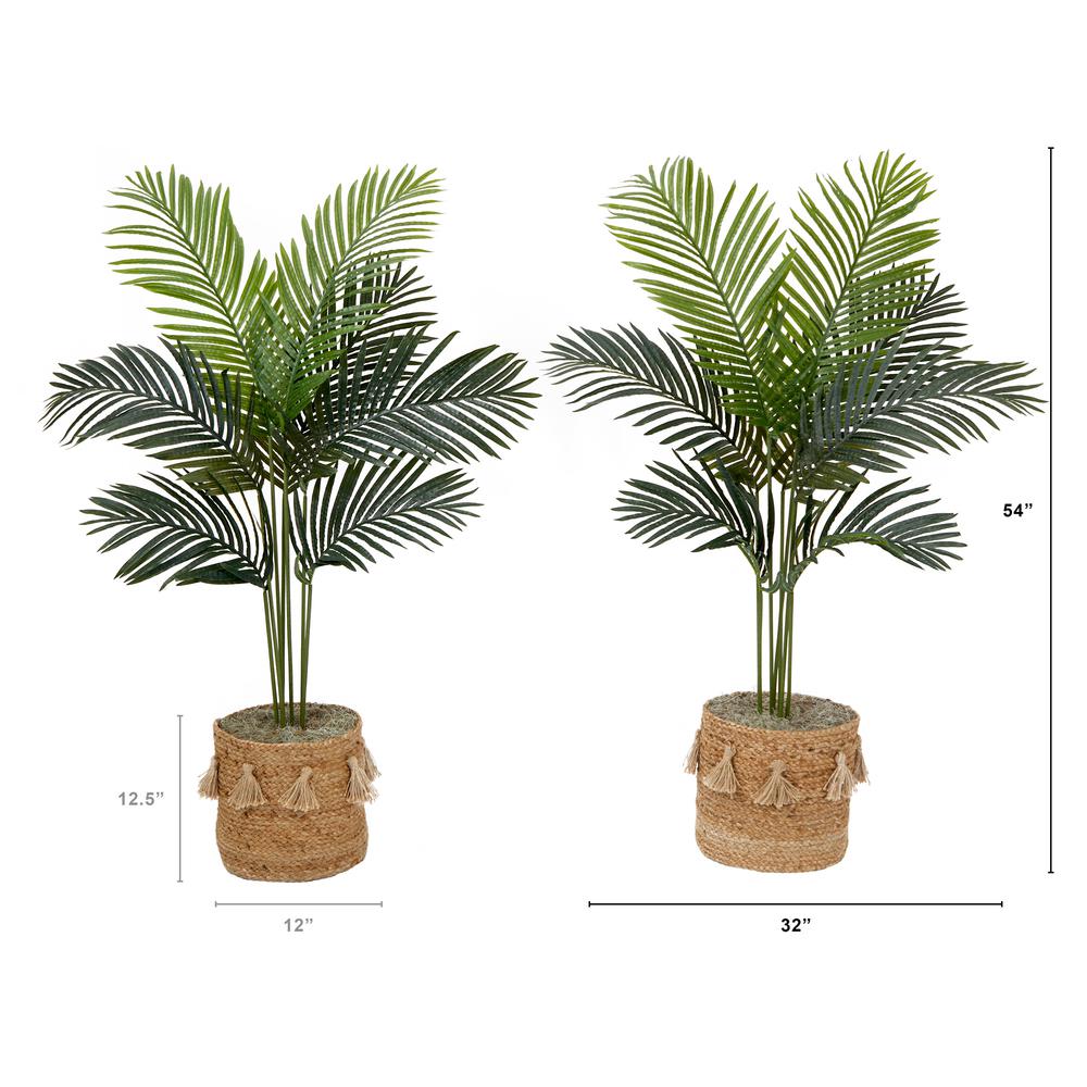 4ft. Artificial Paradise Palm Tree with Handmade Jute & Cotton Basket (Set of 2). Picture 1