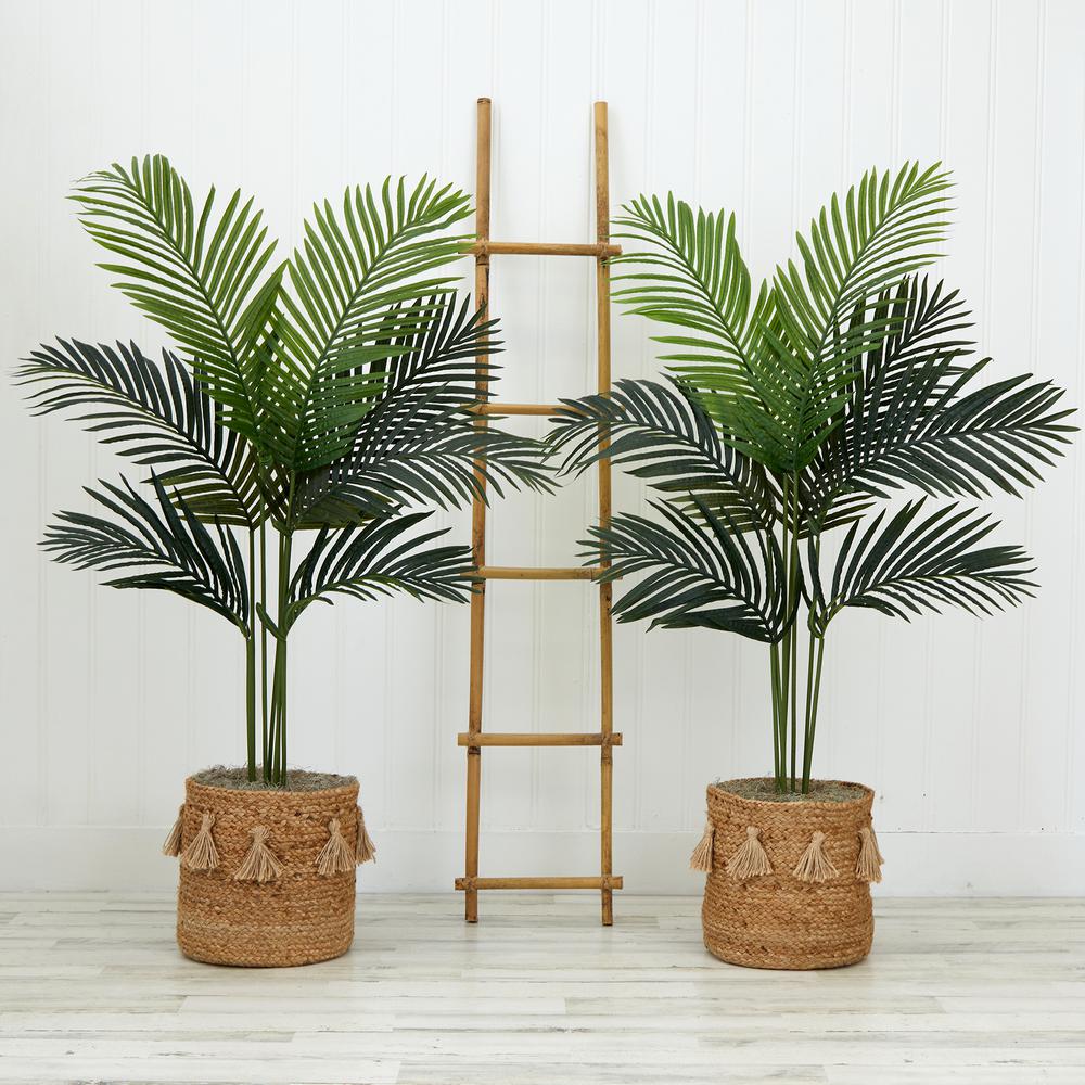 4ft. Artificial Paradise Palm Tree with Handmade Jute & Cotton Basket (Set of 2). Picture 3
