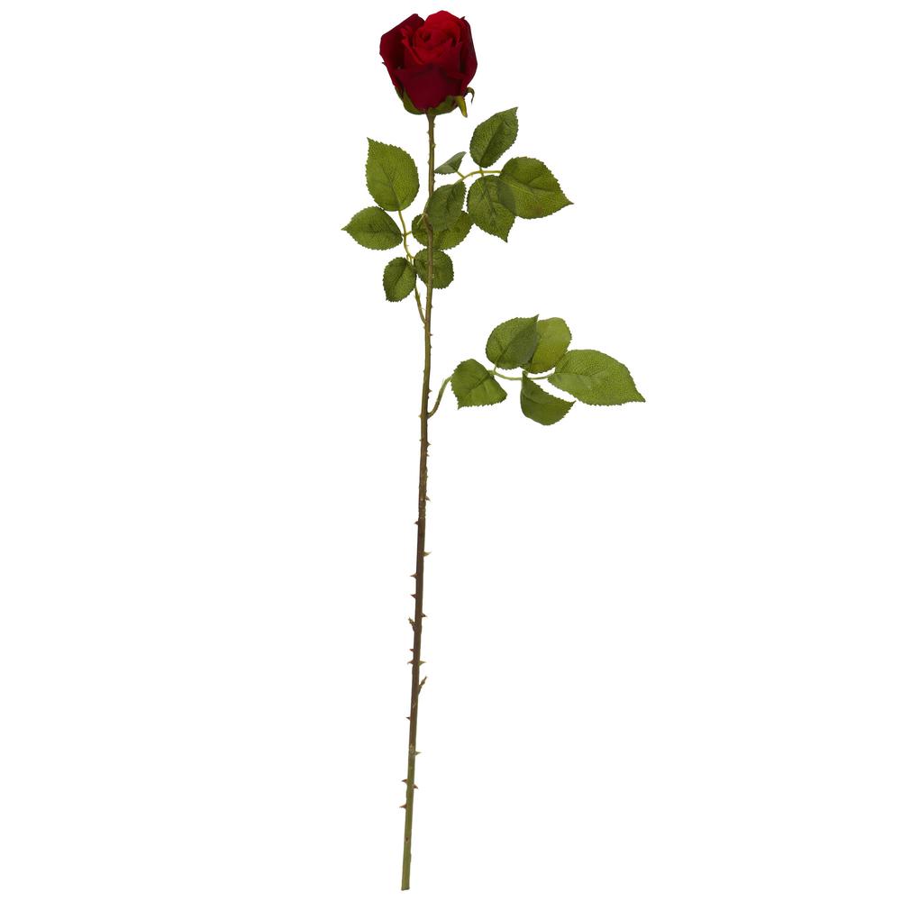 33in. Elegant Red Rose Bud Artificial Flower (Set of 6). Picture 1