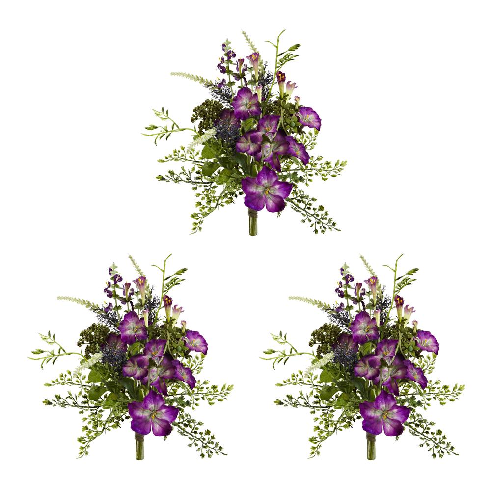 9in. Morning Glory Artificial Flower Bundle (Set of 3). Picture 2