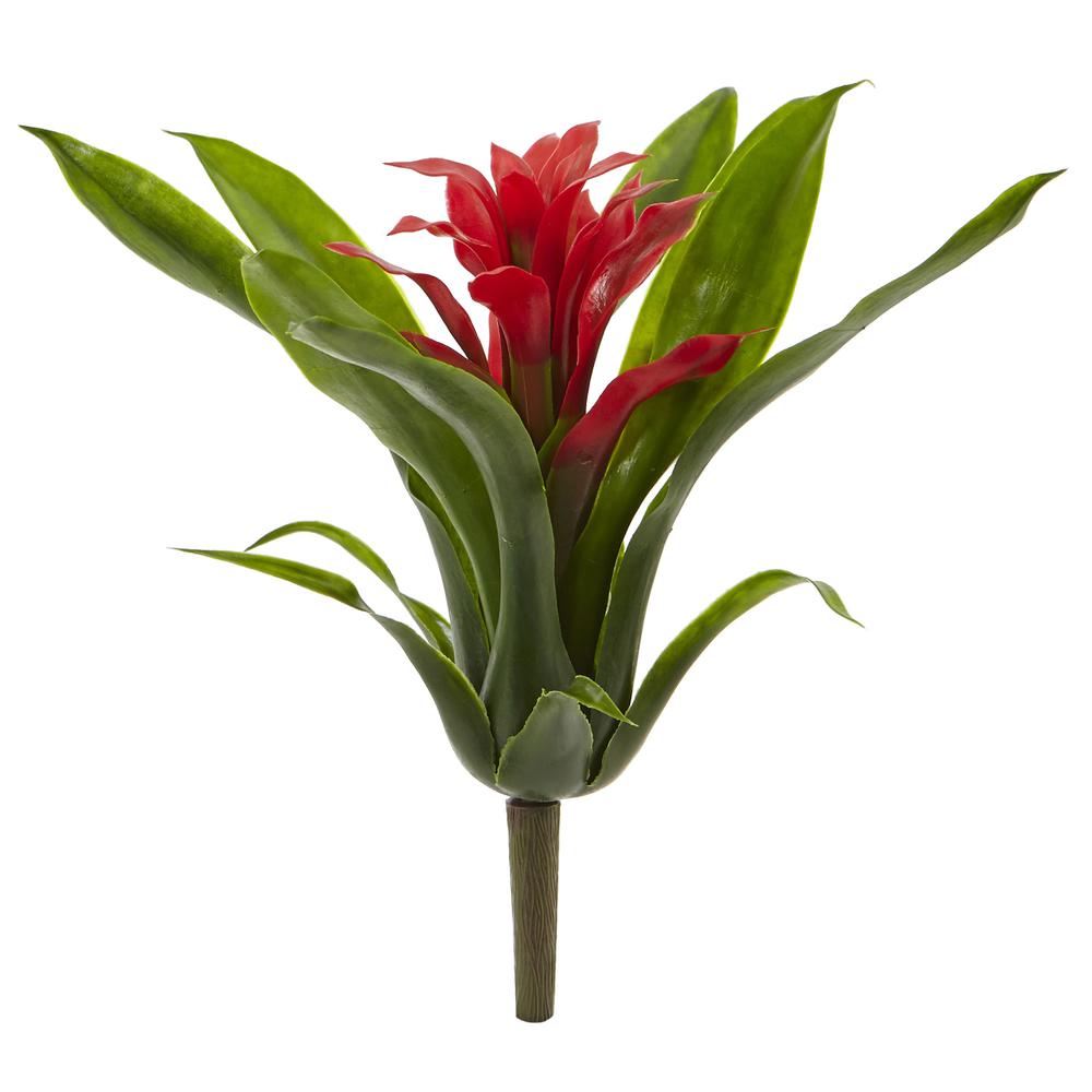 11in. Bromeliad Artificial Flower Stem, Set of 6, Red. Picture 1