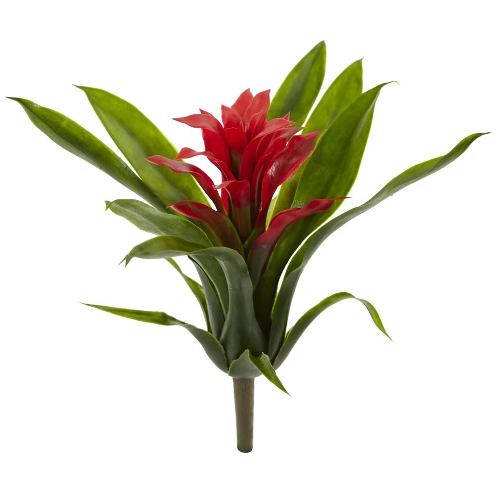 11in. Bromeliad Artificial Flower Stem, Set of 6, Red. Picture 2