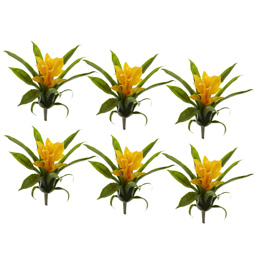 10in. Bromeliad Artificial Flower, Set of 6. Picture 4